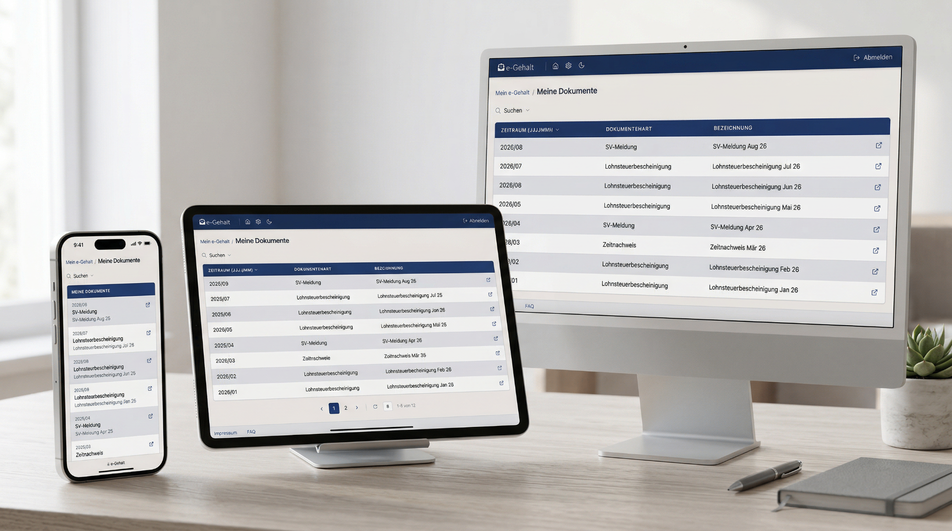 e-Gehalt Dashboard auf Laptop und Smartphone